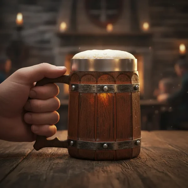 Caneca Modelo Barril Medieval Inox 550 Ml
