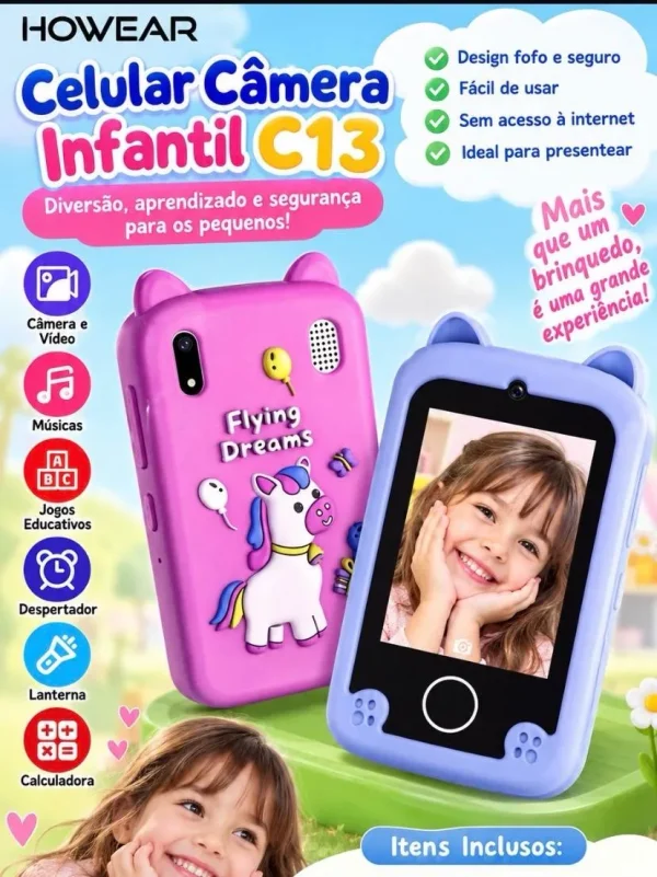 Celular Infantil De Brinquedo Com Câmera Criança Unicórnio