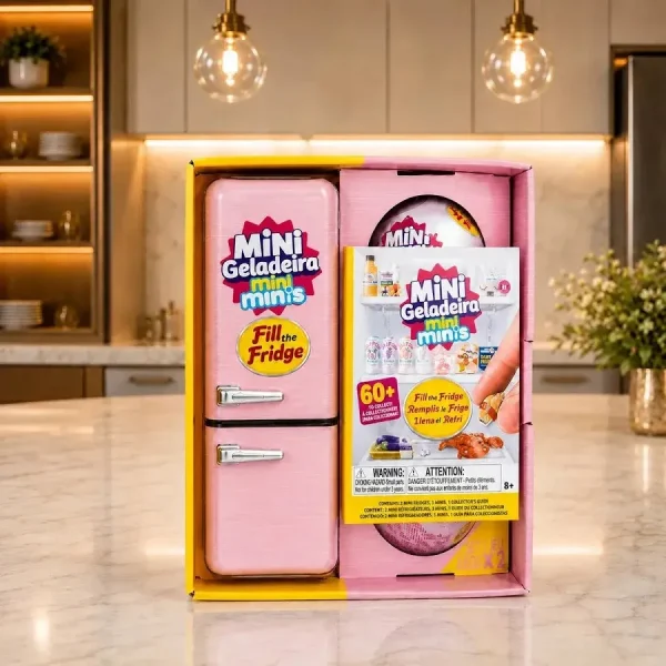Mini Geladeira Infantil Cor Rosa Acompanha 2 Cápsulas