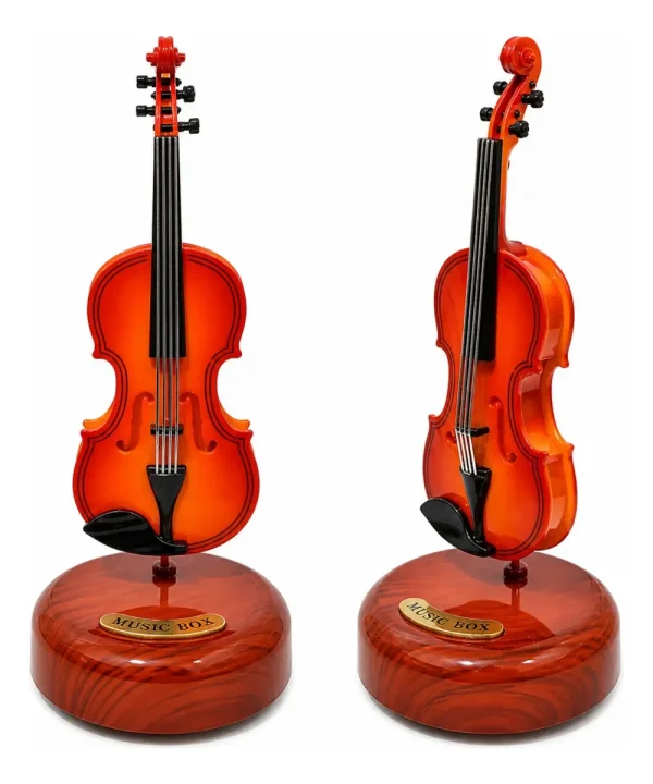 Mine Violino Caixa Musical Giratória Na Base Altura 20cm