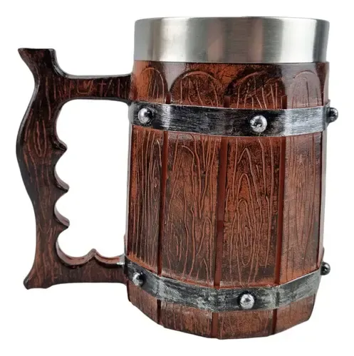 Caneca Modelo Barril Medieval Inox 550 Ml