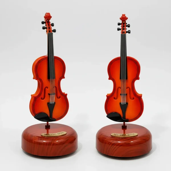 Mine Violino Caixa Musical Giratória Na Base Altura 20cm