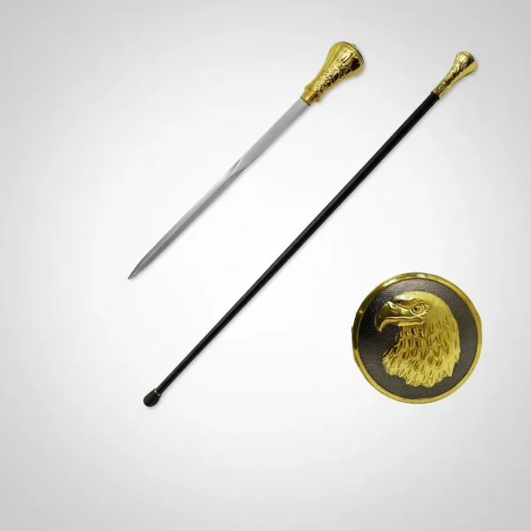 Bengala Espada Camuflada Águia Dourada 92cm Aço Preto