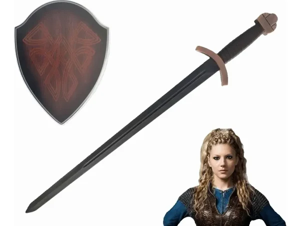 Espada Vikings Lagertha Lâmina Preta Com Suporte Coleção