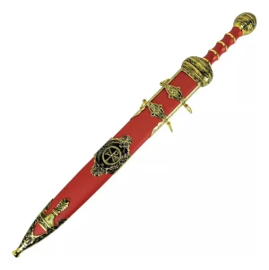 Espada Adaga Decorativa Gladiador Romana Aço  Vermelha