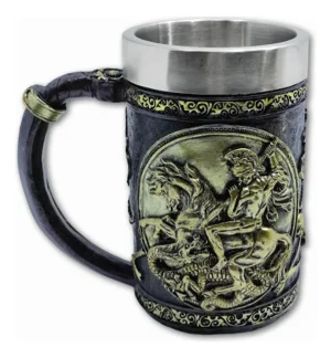 Caneca São Jorge 600 Ml Aço Inox E Resina 3d