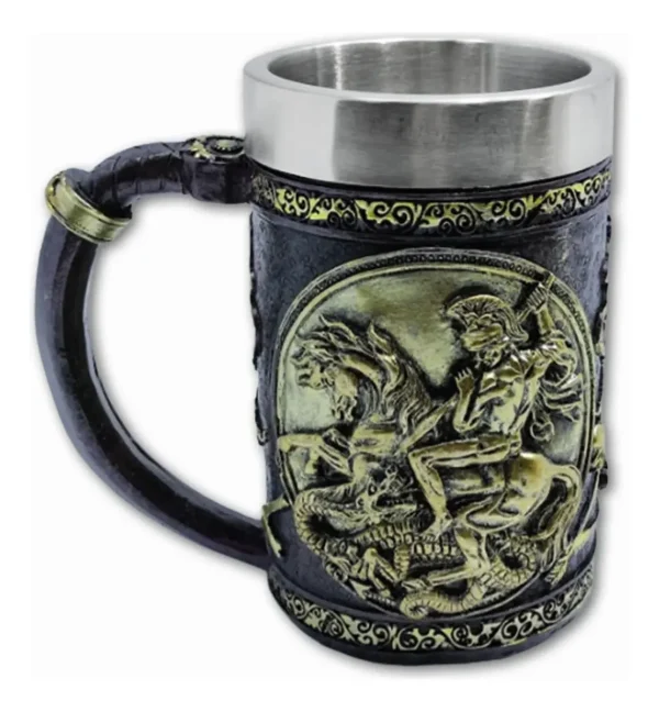 Caneca São Jorge 600 Ml Aço Inox E Resina 3d