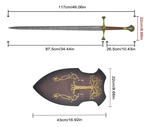 Espada Andúril De 117cm, Senhor Dos Anéis