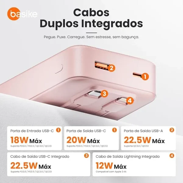 Carregador Power Bank 20000mah Turbo Ios Android