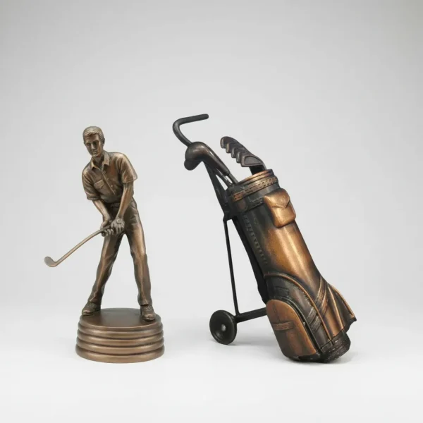 Kit Jogador Golfe+ Bolsa De Taco Miniatura Estatuetas