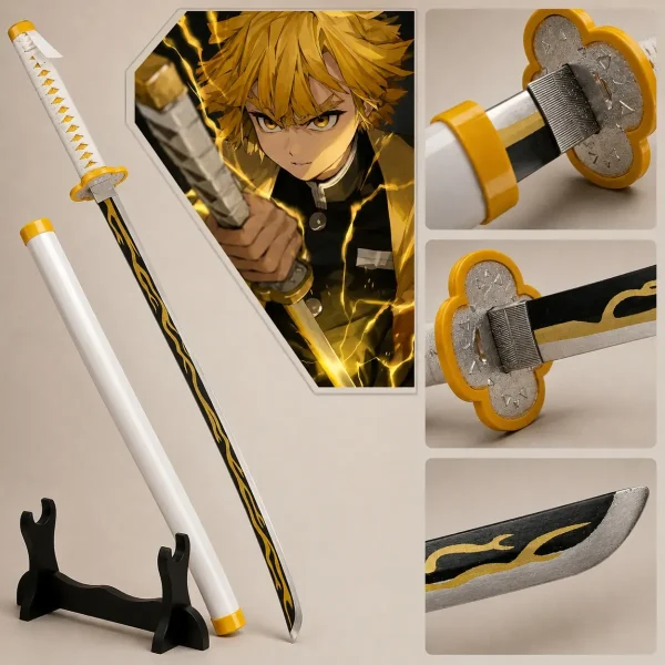 Katana Zenitsu Agatsuma Lâmina De Bambu Cosplay