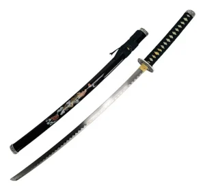 Espada Katana Decorativa Dragão Chinês Azul Bainha Preta