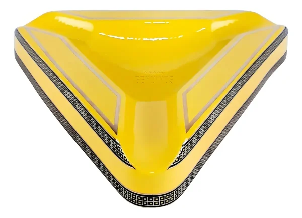 Cinzeiro amarelo para 3 charutos triangular