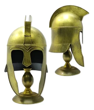 Capacete Cavaleiro Medieval Decorativo Metal Dourado 42 Cm
