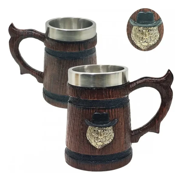 Caneca 3D  Barril Leão 530 ml