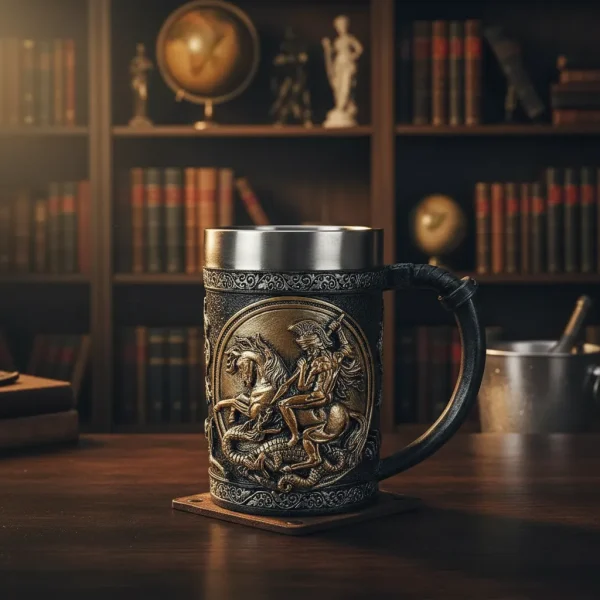 Caneca São Jorge 600 Ml Aço Inox E Resina 3d