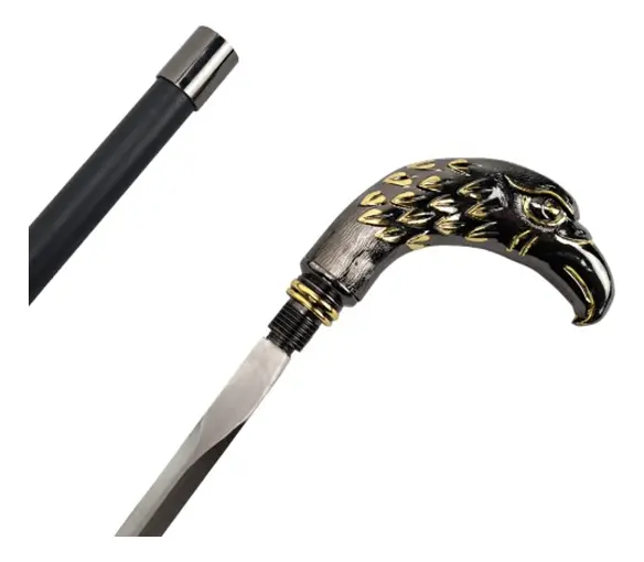 Bengala De Apoio Cabeça Águia Cor Preto
