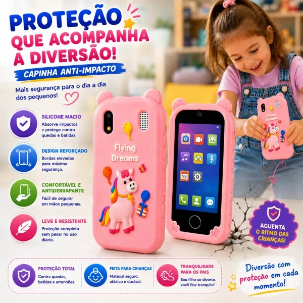Celular Infantil Brinquedo Telefone Criança Unicórnio Rosa