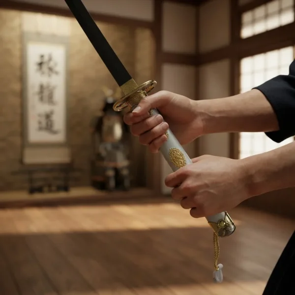Espada Katana Touken Ranbu Branca Com Suporte