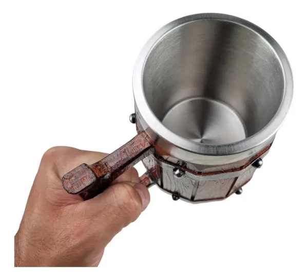 Caneca Modelo Barril Medieval Inox 550 Ml