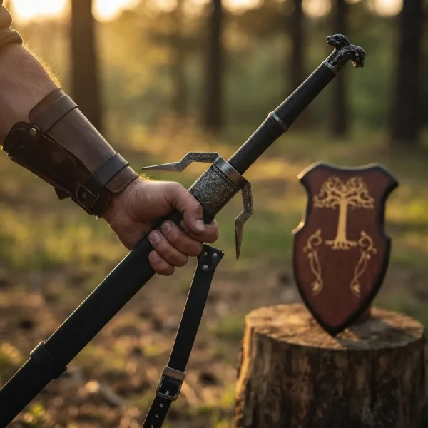 Espada Prata The Witcher 3 Wild H. Geralt Suporte parede