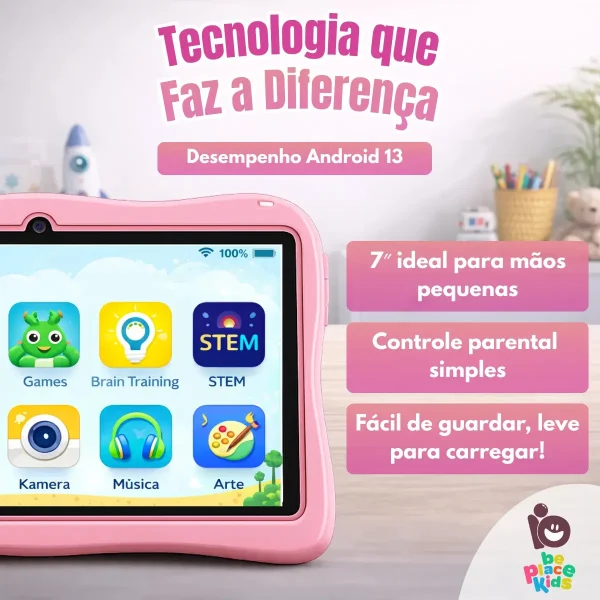 Tablet Interativo Infantil Rosa Com Acessórios
