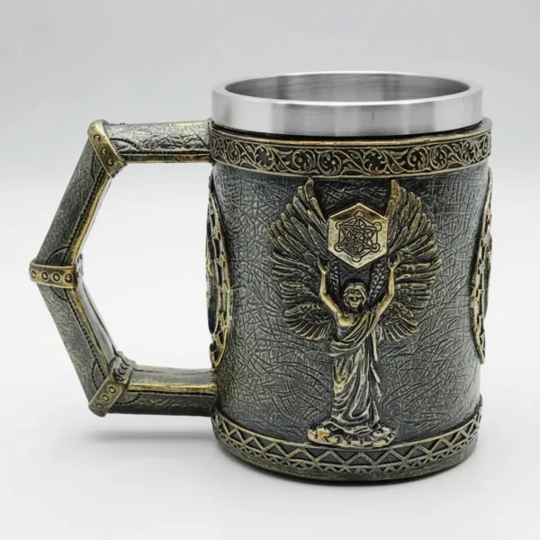 Caneca Medieval Anjo Viking Valquíria Inox 400 Ml