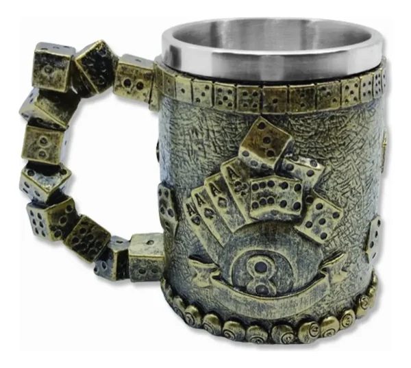 Caneca Jogos Dados Cartas Sinuca Retro Las Vegas 400ml