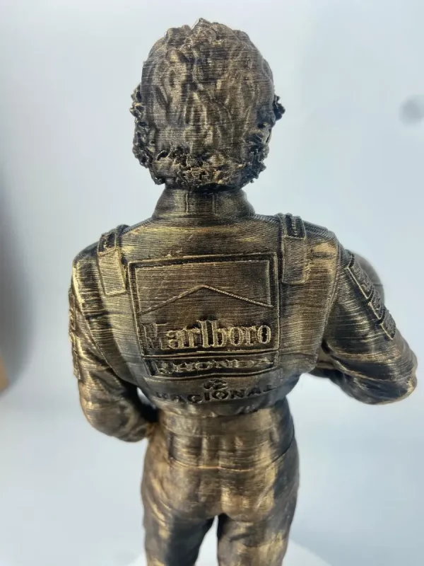Miniatura Ayrton Senna 24cm Dourada Decorativa