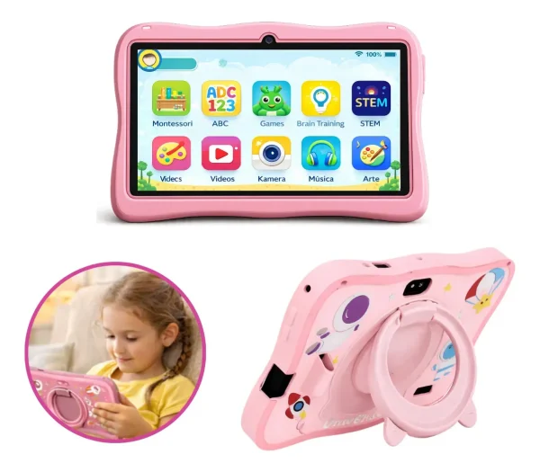 Tablet Interativo Infantil Rosa Com Acessórios