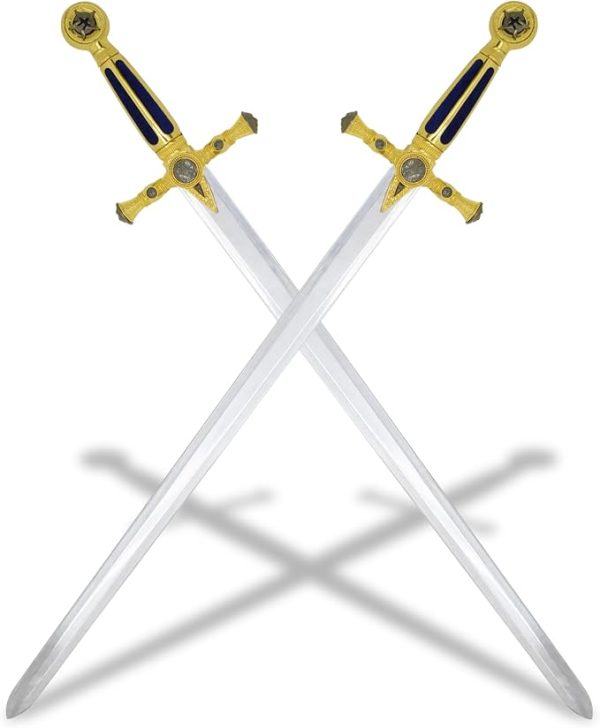 Brasão Símbolo Maçonaria Com 2 Espadas Azul E Suporte