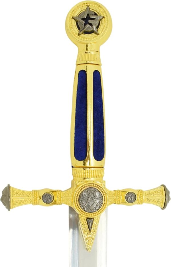 Brasão Símbolo Maçonaria Com 2 Espadas Azul E Suporte