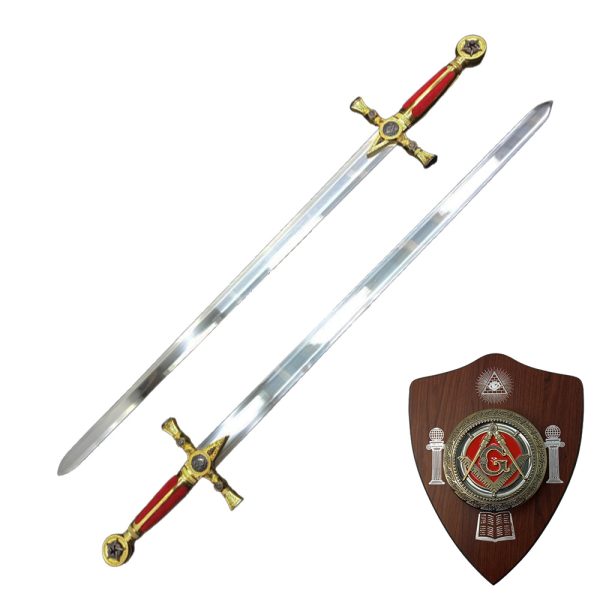 Maçonaria Brasão Com 2 Espadas E Suporte De Parede