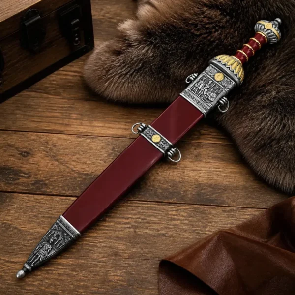 Espada Adaga Elite Romana Vinho Com Dourado 78 Cm