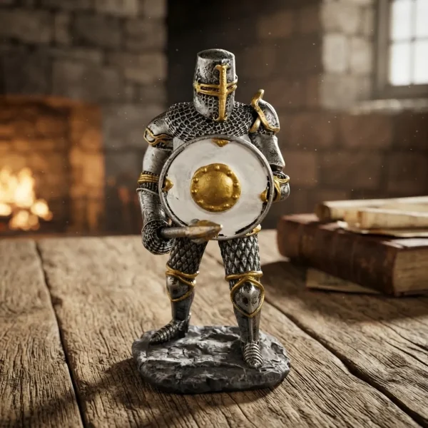 Estatueta Cavaleiro Templário Medieval Escudo