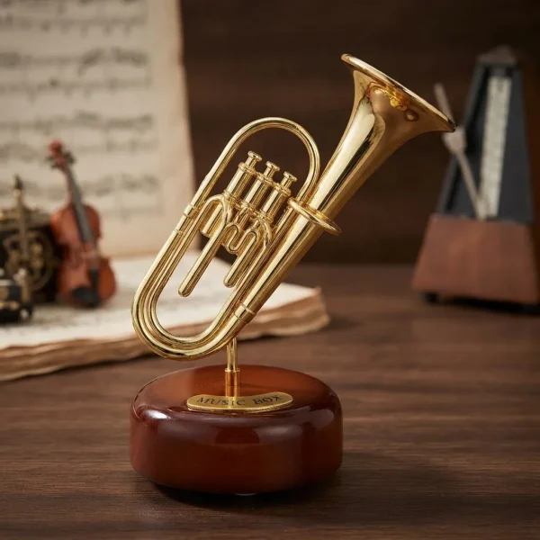 Trompete Decorativo Miniatura Dourado