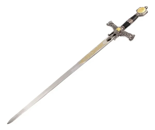 Espada Templária Rei Davi Salomão Cabo Preto Com Suporte