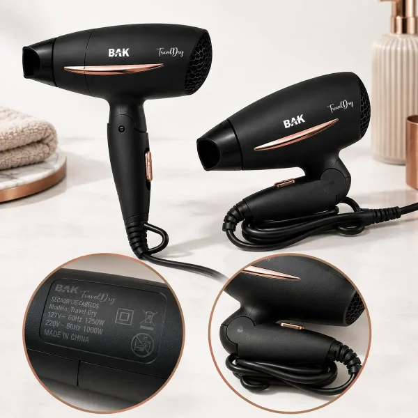 Secador De Cabelo Dobrável Bivolt 1250w Portátil