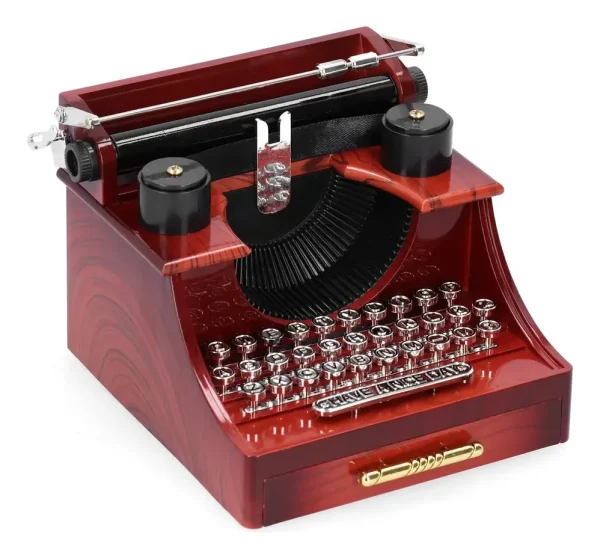 Maquina De Escrever Decorativa Plástico Marrom