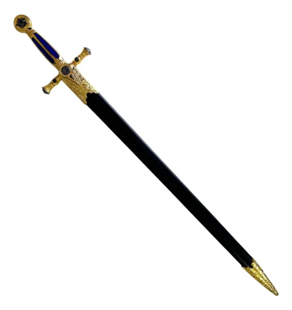 Espada Medieval Maçônica Azul Com Suporte