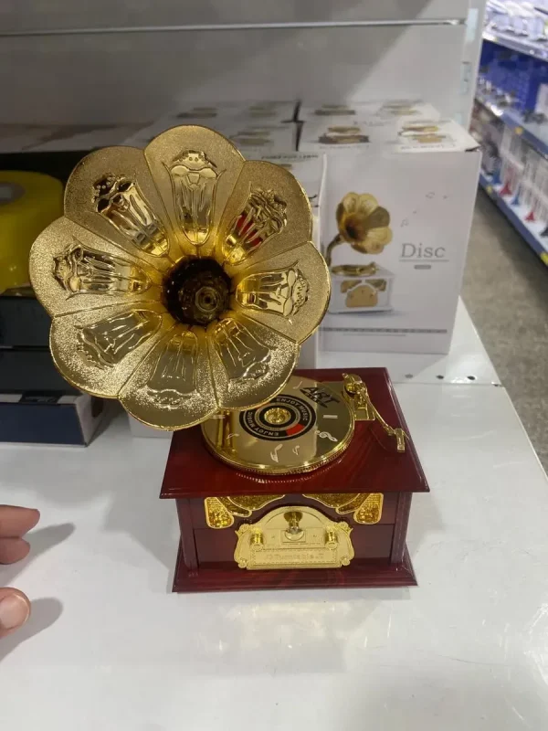 Caixa Decorativa Clássica Em Forma De Gramofone