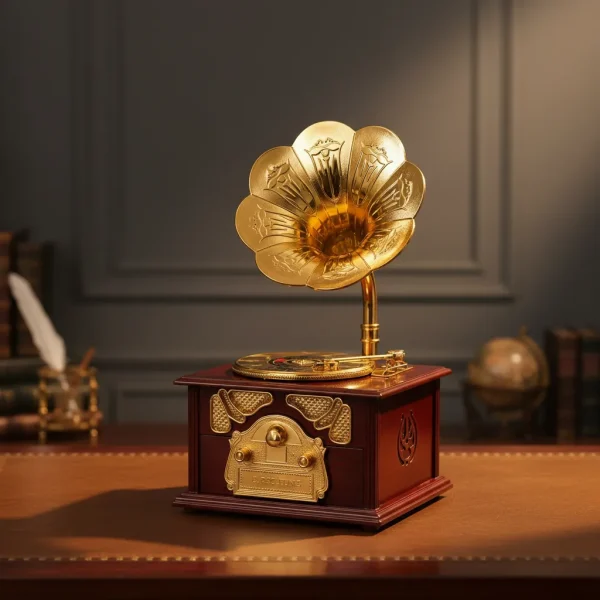 Caixa Decorativa Clássica Em Forma De Gramofone
