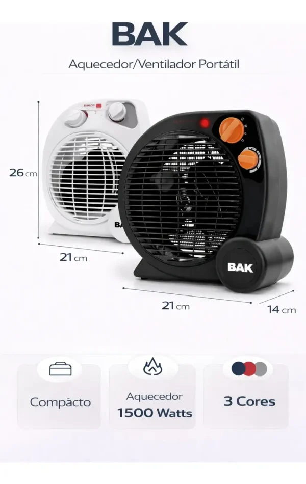 Aquecedor De Ar Elétrico Portátil 2 Em 1 Ventilação Inverno