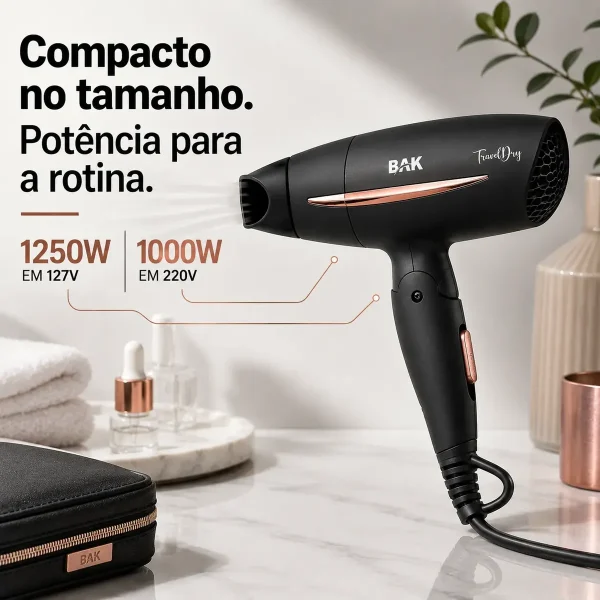 Secador De Cabelo Dobrável Bivolt 1250w Portátil