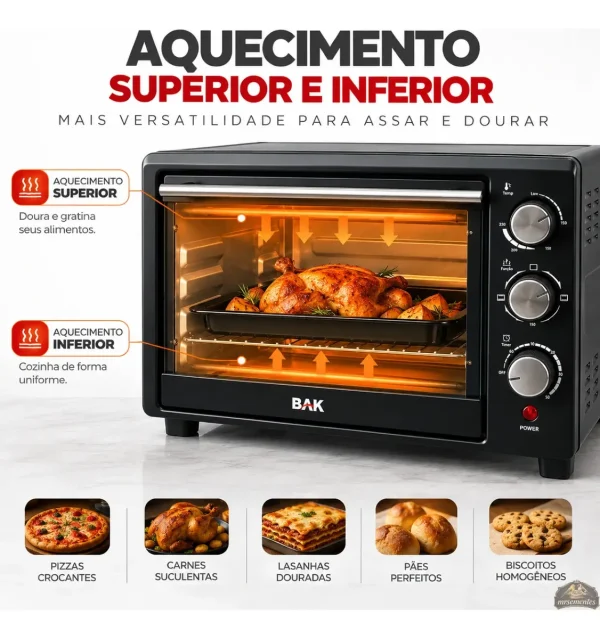 Forno Elétrico Compacto de Bancada 35 Litros 1600W Aquecimento Duplo