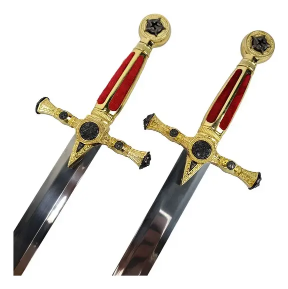 Maçonaria Brasão Com 2 Espadas E Suporte De Parede