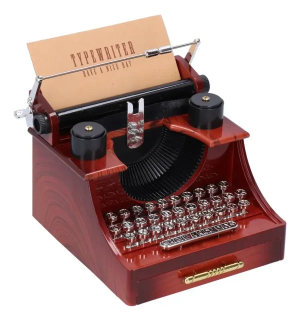 Maquina De Escrever Decorativa Plástico Marrom