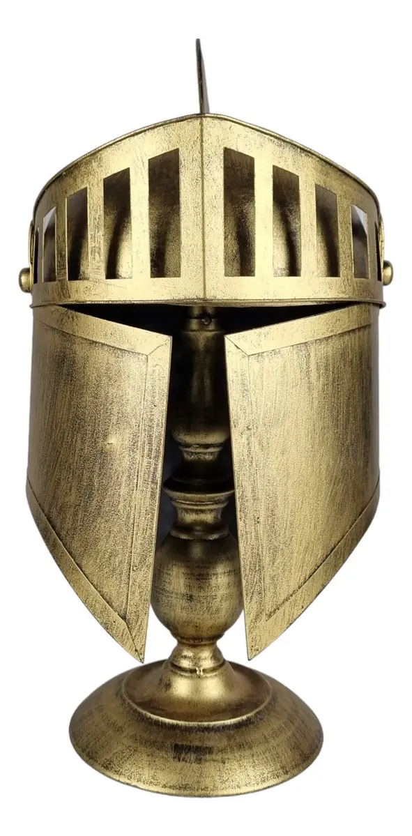Capacete Cavaleiro Medieval Decorativo Metal Dourado