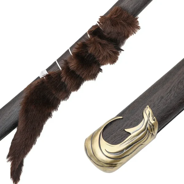 Katana Do Lobo Solitário Com Detalhe Autêntico Pelo De Lobo