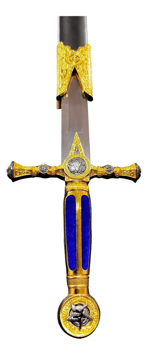 Espada Medieval Maçônica Azul Com Suporte